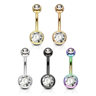 Bauchnabelpiercing Zirkonia Rund PVD, 5 Stück