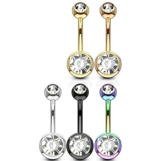 Bauchnabelpiercing Zirkonia Rund PVD, 5 Stück