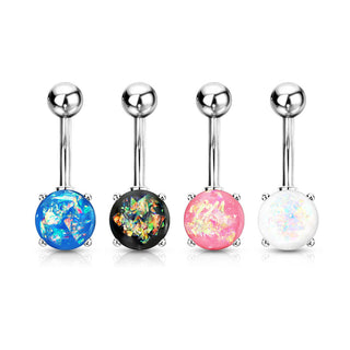 Bauchnabelpiercing Opal Silber, 4 Stück