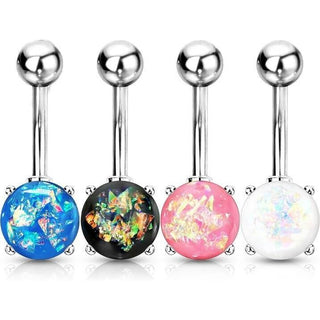 Bauchnabelpiercing Opal Silber, 4 Stück