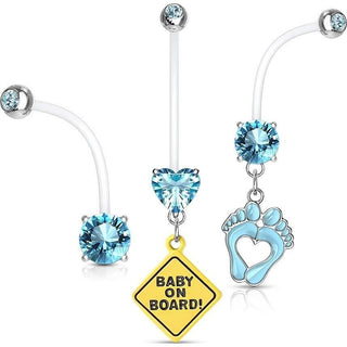 Bauchnabelpiercing Set Zirkonia, 3 Stück