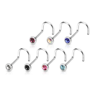 Nasenstecker Zirkonia Rund Silber, 7 Stück