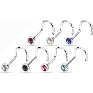 Nasenstecker Zirkonia Rund Silber, 7 Stück