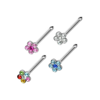 Nasenstecker Blume Zirkonia Silber, 4 Stück