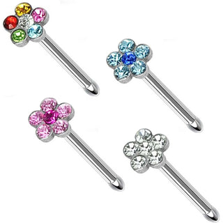 Nasenstecker Blume Zirkonia Silber, 4 Stück