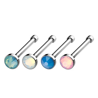 Nasenstecker Opal Silber, 4 Stück