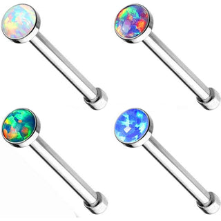 Nasenstecker Opal Rund Silber, 4 Stück