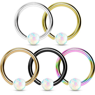 Ring Opal Kugel Klemmkugelring, 5 Stück