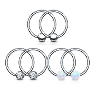 Ring Kugel Zirkonia Opal Silber Klemmkugelring, 3 Paar