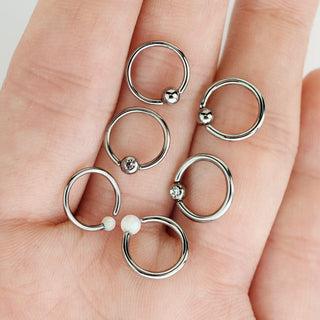Ring Kugel Zirkonia Opal Silber Klemmkugelring, 3 Paar