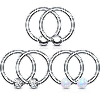 Ring Kugel Zirkonia Opal Silber Klemmkugelring, 3 Paar