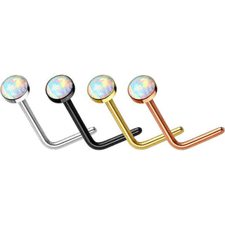 Nasenstecker L-Form Opal PVD, 4 Stück