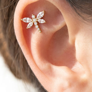 Dragonfly Piercings – selection on linen
