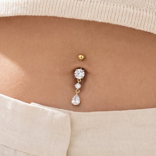 Teardrop Belly Button Piercings – selection on linen