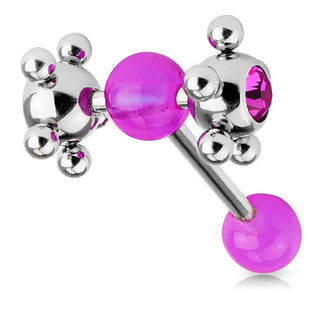 Tongue Barbell Acrylic Multi Steel Ball