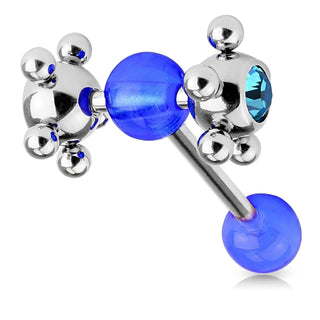 Tongue Barbell Acrylic Multi Steel Ball