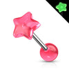 Tongue Barbell Star Glow in the Dark