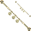 Industrial Barbell centered beaded chain round dangles