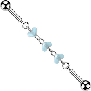 Industrial Barbell Turquoise Glass Bead Connector Chain