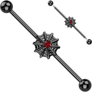 Industrial Barbell spiderweb cubic zirconia center