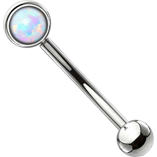 Augenbrauenpiercing Kugel Flach Silber Opal