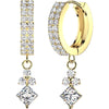 Earring Trinity and Square Cubic Zirconia Dangle 1 Pair