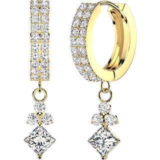 Earring Trinity and Square Cubic Zirconia Dangle 1 Pair
