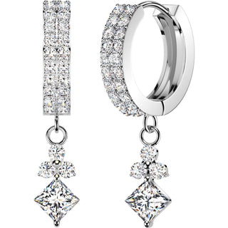 Earring Trinity and Square Cubic Zirconia Dangle 1 Pair