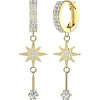 Earring Starburst and Round Cubic Zirconia Dangle 1 Pair