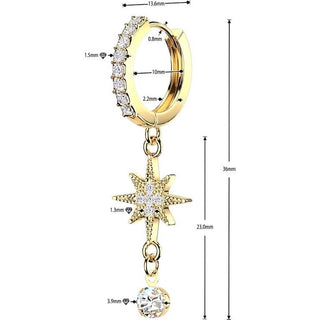 Earring Starburst Dangle with Prong Setting Cubic Zirconia 1 Pair