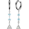 Earring Dangle with Turquoise Glass Beads and Triangle Cubic Zirconia 1 Pair