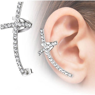 Earcuff Ear Cuff Kreuz Zirkonia Biegbar