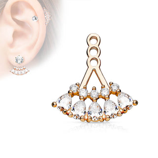 Attachment 5 Teardrop Array Prong Setting Cubic Zirconia Earring Jacket Cartilage Stud Add on