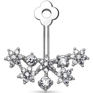 Attachment Cubic Zirconia Flower Cluster Fan Add On Earring Cartilage Barbell Jacket