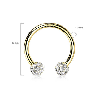 14 Karat Gold Hufeisen Piercing Zirkonia Gelbgold Weißgold