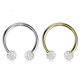 Solid Gold 14 Carat Horseshoe Zirconia