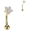 14 Karat Gold Augenbrauenpiercing Blume Zirkonia Push-In