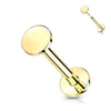 14 Karat Gold Labret Rund Flach Gelbgold Weißgold Push-In