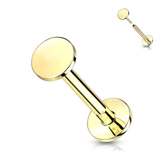 14 Karat Gold Labret Rund Flach Gelbgold Weißgold Push-In