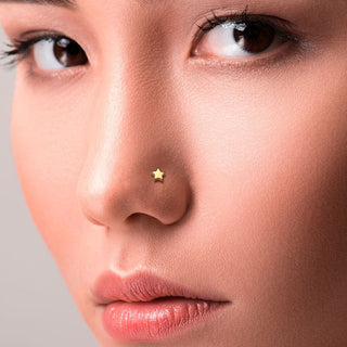 14 Karat Gold Labret Stern flach Nasenpiercing Push-In