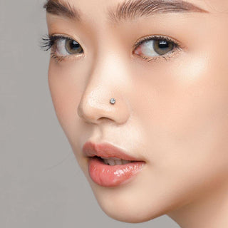 14 Karat Gold Labret Zirkonia Krappenfassung Push-In