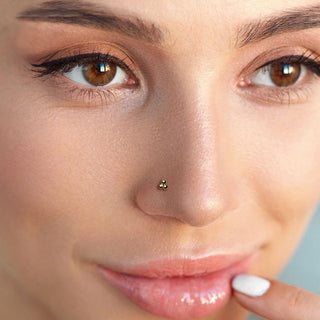 14 Karat Gold Labret 3 Kugeln Nasenpiercing Push-In