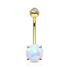 Solid Gold 14 Carat Belly Button Piercing Round Opal