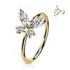 14 Karat Gold Ring Ring Schmetterling Zirkonia Gelbgold Weißgold Biegbar