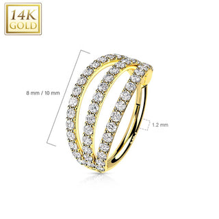 Solid Gold 14 Carat Ring Zirconia Clicker