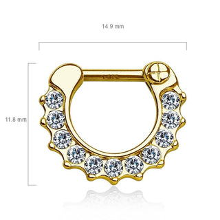 14 Karat Gold Septum Piercing Straight Zirkonia Gelbgold Weißgold Clicker