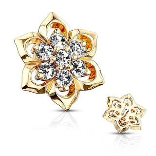 14 Karat Gold Blume Zirkonia Gelbgold Weißgold Innengewinde