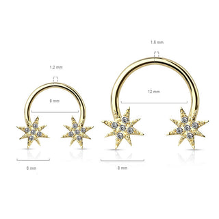 Hufeisen Piercing Sterne Zirkonia Gold