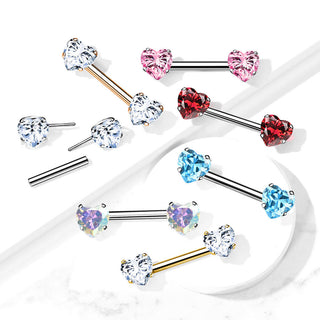 Nippelpiercing Herz Zirkonia Push-In