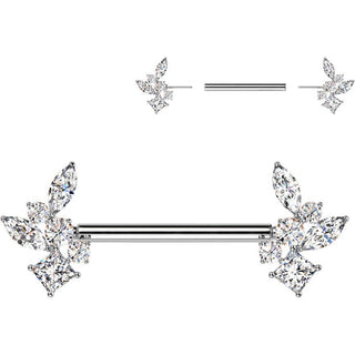 Nipple Piercing zirconia square marquise cut Push-In